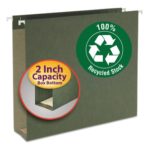 Box Bottom Hanging File Folders, Letter Size, Standard Green, 25/box - SMD65090