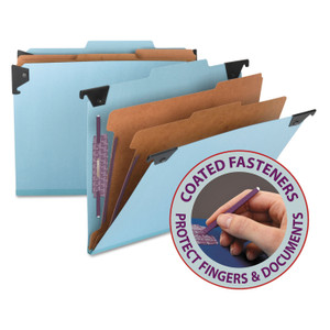 Fastab Hanging Pressboard Classification Folders, Letter Size, 2 Dividers, Blue - SMD65115