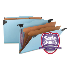 Fastab Hanging Pressboard Classification Folders, Legal Size, 2 Dividers, Blue - SMD65165