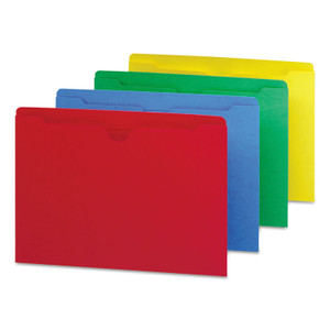 Colored File Jackets With Reinforced Double-Ply Tab, Straight Tab, Letter Size, Assorted Colors, 100/box - SMD75613