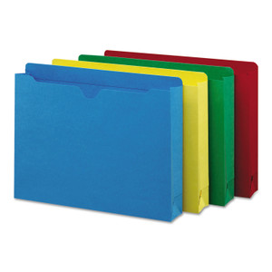 Colored File Jackets With Reinforced Double-Ply Tab, Straight Tab, Letter Size, Assorted Colors, 50/box - SMD75673