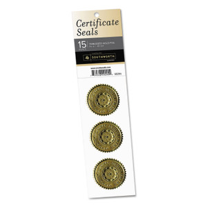 Certificate Seals, 1.75" Dia., Gold, 3/sheet, 5 Sheets/pack - SOU99294