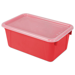 Cubby Bins, Lids Included, 12.25" X 7.75" X 5.13", Red, 6/pack - STX62407U06C