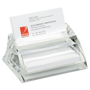 Stratus Acrylic Business Card Holder, Holds 40 3.5 X 2 Cards, 3.5 X 4.5 X 2.25, Clear - SWI10135
