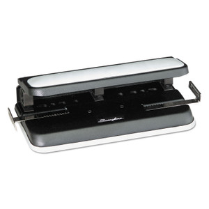 32-Sheet Easy Touch Two- To Three-Hole Punch With Cintamatic Centering, 9/32" Holes, Black/gray - SWI74300