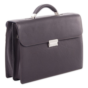 Milestone Briefcase, Holds Laptops, 15.6", 5" X 5" X 12", Brown - SWZ49545802SM