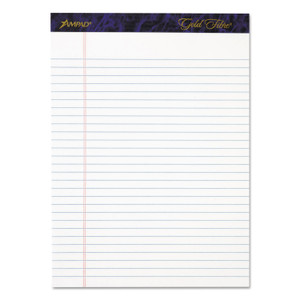 Gold Fibre Writing Pads, Wide/legal Rule, 50 White 8.5 X 11.75 Sheets, 4/pack - TOP20031