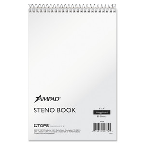 Steno Pads, Gregg Rule, Tan Cover, 80 White 6 X 9 Sheets - TOP25774