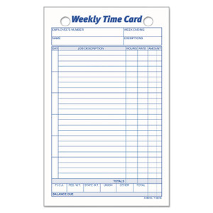 Weekly Employee Time Cards, One Side, 4.25 X 6.75, 100/pack - TOP3016