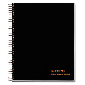 Jen Action Planner, 1 Subject, Narrow Rule, Black Cover, 8.5 X 6.75, 84 Sheets - TOP63827