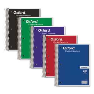 Coil-Lock Wirebound Notebooks, 3-Hole Punched, 5 Subject, Medium/college Rule, Randomly Assorted Covers, 11 X 8.5, 200 Sheets - TOP65581