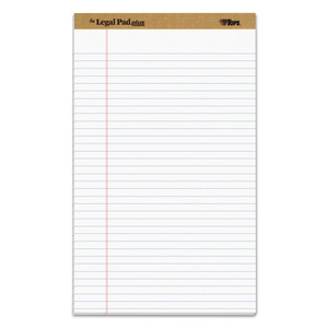 "The Legal Pad" Plus Ruled Perforated Pads With 40 Pt. Back, Wide/legal Rule, 50 White 8.5 X 14 Sheets, Dozen - TOP71573