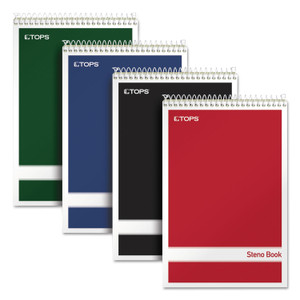 Steno Pad, Gregg Rule, Assorted Cover Colors, 80 Green-Tint 6 X 9 Sheets, 4/pack - TOP80221