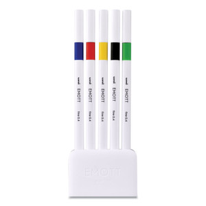 Emott Porous Point Pen, Stick, Fine 0.4 Mm, Assorted Ink Colors, White Barrel, 5/pack - UBC24828