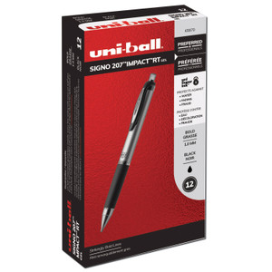 207 Impact Gel Pen, Retractable, Bold 1 Mm, Black Ink, Black Barrel - UBC65870