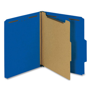 Bright Colored Pressboard Classification Folders, 1 Divider, Letter Size, Cobalt Blue, 10/box - UNV10201