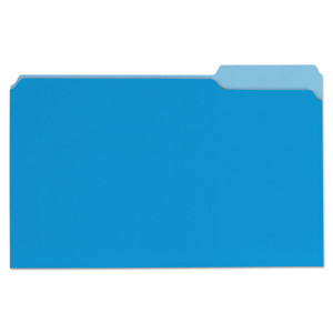 Deluxe Colored Top Tab File Folders, 1/3-Cut Tabs, Legal Size, Blue/light Blue, 100/box - UNV10521