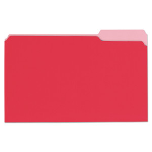 Deluxe Colored Top Tab File Folders, 1/3-Cut Tabs, Legal Size, Red/light Red, 100/box - UNV10523