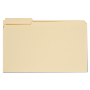 Top Tab Manila File Folders, 1/3-Cut Tabs, Assorted Positions, Legal Size, 11 Pt. Manila, 100/box - UNV15113