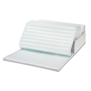 Printout Paper, 3-Part, 15lb, 14.88 X 11, White/green Bar, 1,100/carton - UNV15754