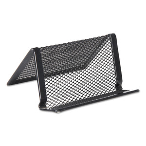 Mesh Metal Business Card Holder, Holds 50 2.25 X 4 Cards, 3.78 X 3.38 X 2.13, Black - UNV20005