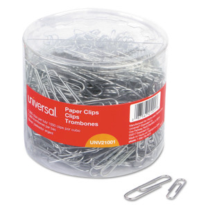 Plastic-Coated Paper Clips, Assorted Sizes, Silver, 1,000/pack - UNV21001