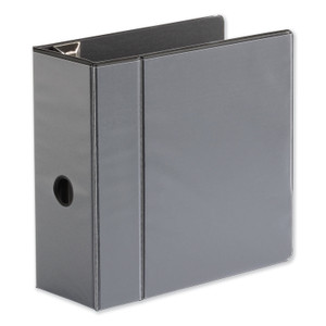 Deluxe Easy-To-Open D-Ring View Binder, 3 Rings, 5" Capacity, 11 X 8.5, Black - UNV30755