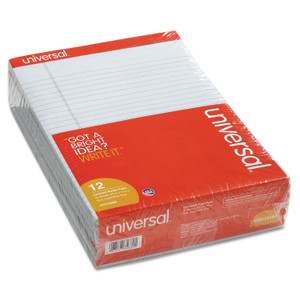 Colored Perforated Ruled Writing Pads, Wide/legal Rule, 50 Blue 8.5 X 11 Sheets, Dozen - UNV35880