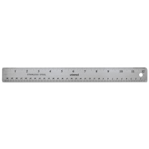 Stainless Steel Ruler With Cork Back And Hanging Hole, Standard/metric, 12" Long - UNV59023