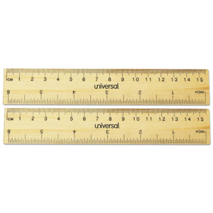 Flat Wood Ruler, Standard/metric, 6" Long - UNV59024