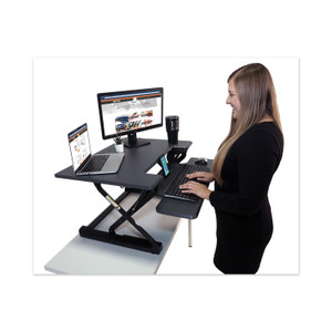 High Rise Height Adjustable Standing Desk With Keyboard Tray, 31" X 31.25" X 5.25" To 20", Gray/black - VCTDCX710G
