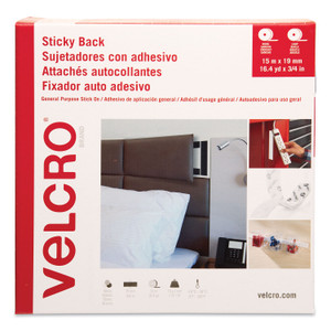Sticky-Back Fasteners, Removable Adhesive, 0.75" X 49 Ft, White - VEK30633
