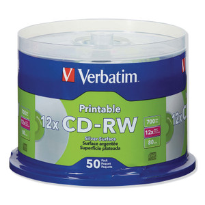 Cd-Rw Datalifeplus Printable Rewritable Disc, 700 Mb/80 Min, 12x, Spindle, Silver, 50/pack - VER95159