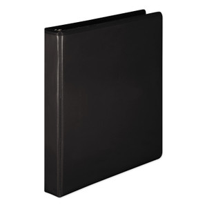 Heavy-Duty Round Ring View Binder With Extra-Durable Hinge, 3 Rings, 1" Capacity, 11 X 8.5, Black - WLJ36314B