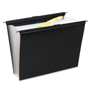 Slide-Bar Expanding Pocket File, Letter Size, 12 Dividers, Black - WLJ68205