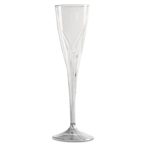 Classicware One-Piece Champagne Flutes, 5 Oz, Clear, Plastic, 10/pack, 10 Packs/carton - WNACWSC5