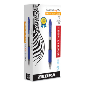 Sarasa Dry Gel X20 Gel Pen, Retractable, Medium 0.7 Mm, Blue Ink, Translucent Blue Barrel, Dozen - ZEB46820