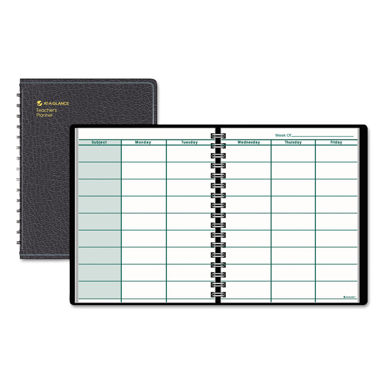 Undated Teacher's Planner, Weekly, Two-Page Spread (nine Classes), 10.88 X 8.25, Black Cover - AAG8015505