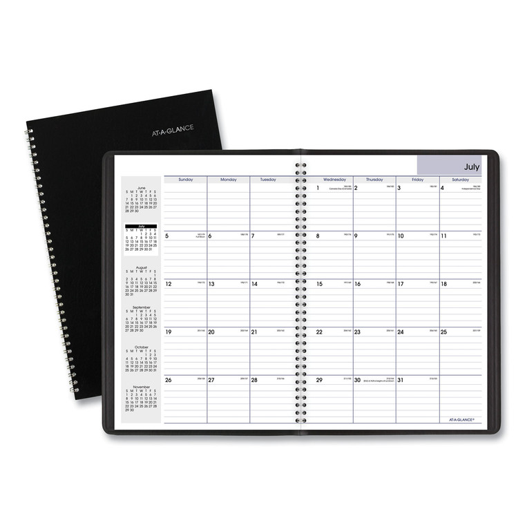 Dayminder Monthly Planner, Academic Year, Ruled Blocks, 12 X 8, Black Cover, 14-Month (july To Aug): 2021 To 2022 - AAGAY200