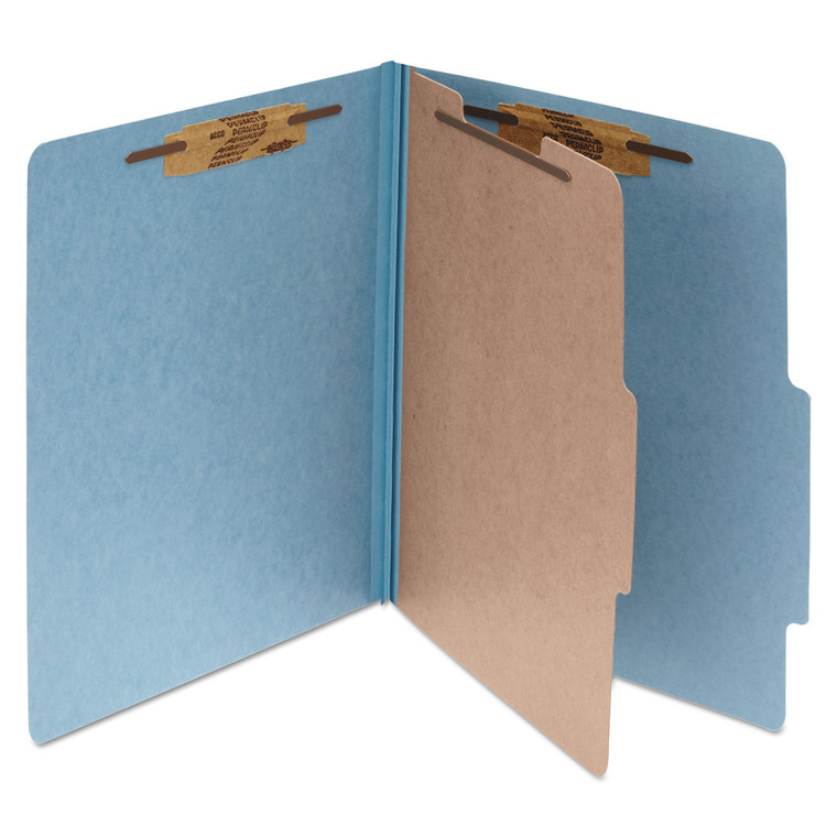 Pressboard Classification Folders, 1 Divider, Letter Size, Sky Blue, 10/box - ACC15024