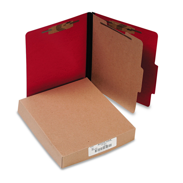 Colorlife Presstex Classification Folders, 1 Divider, Letter Size, Executive Red, 10/box - ACC15649