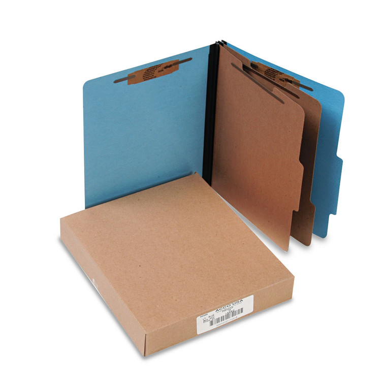 Colorlife Presstex Classification Folders, 2 Dividers, Letter Size, Light Blue, 10/box - ACC15662