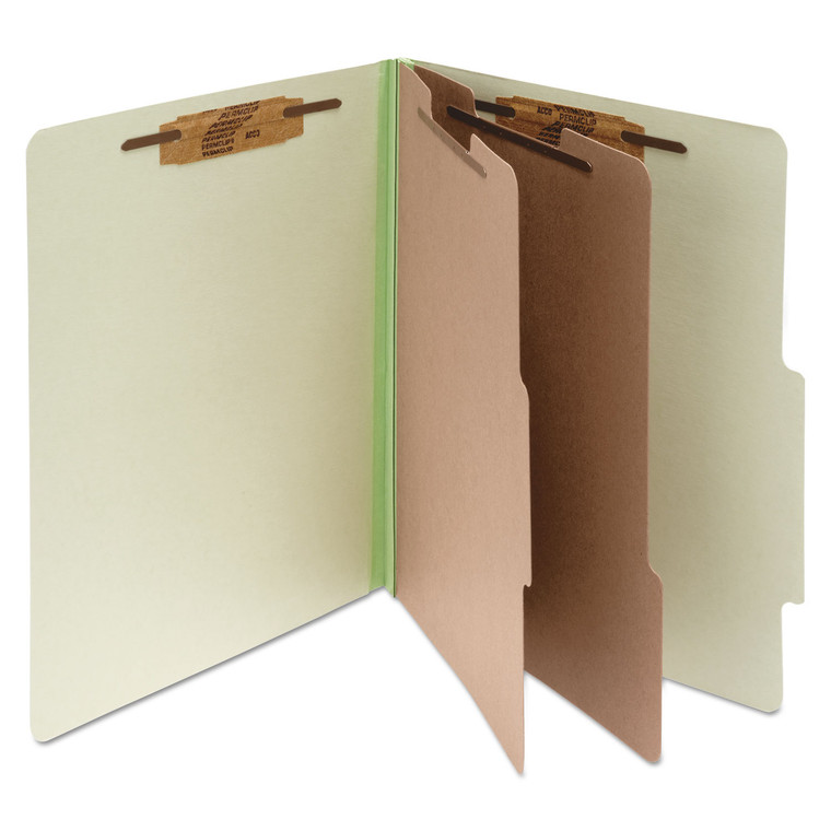 Pressboard Classification Folders, 2 Dividers, Legal Size, Leaf Green, 10/box - ACC16046