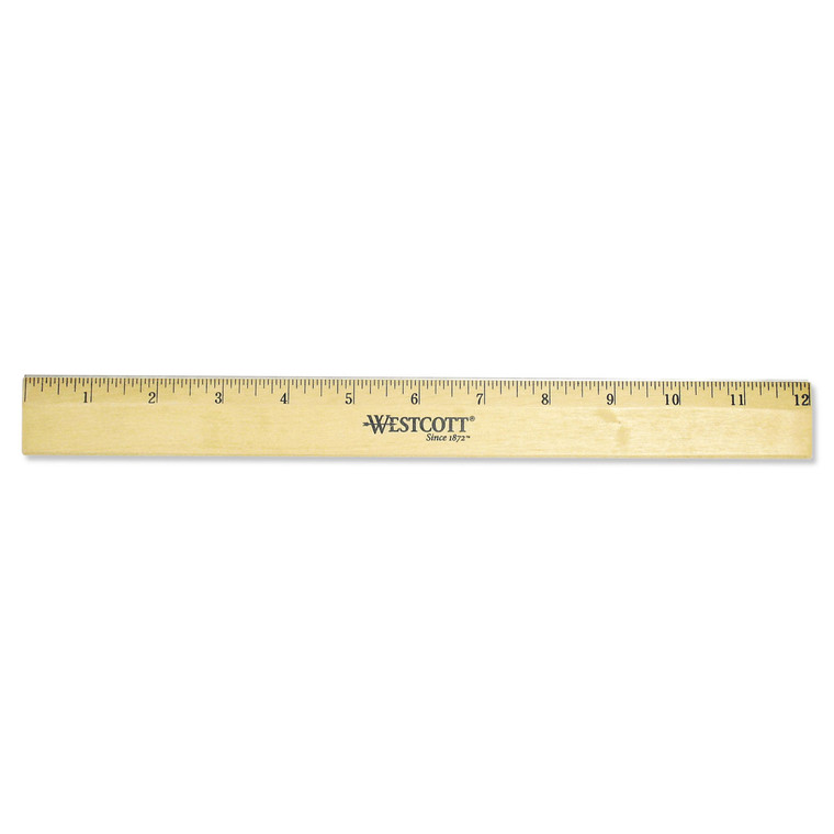 Wood Ruler With Single Metal Edge, Standard, 12" Long - ACM05011