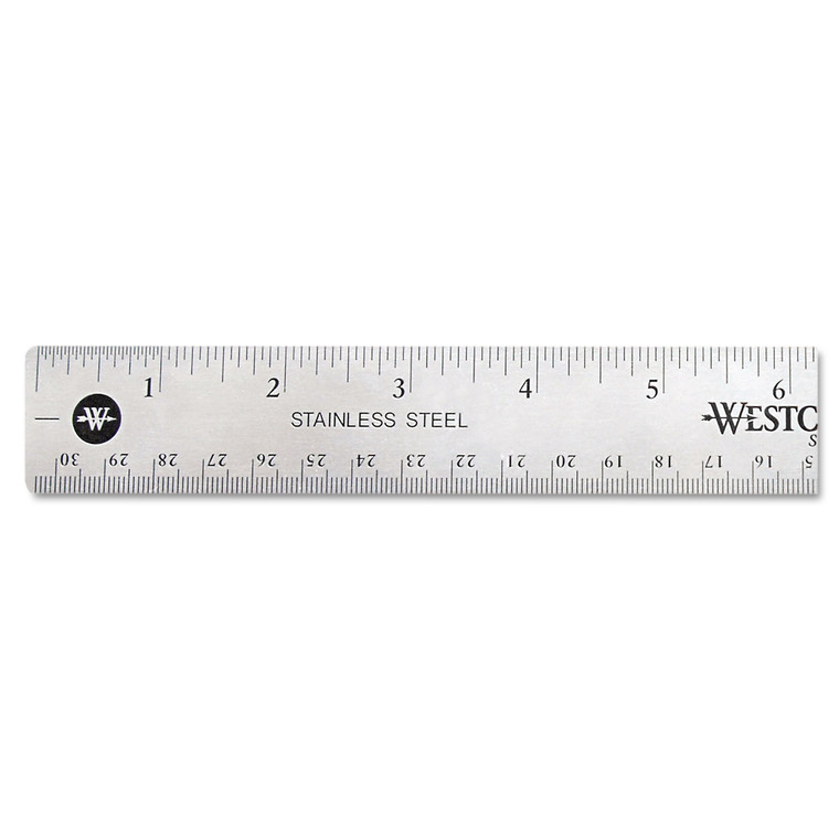 Stainless Steel Office Ruler With Non Slip Cork Base, Standard/metric, 12" Long - ACM10415