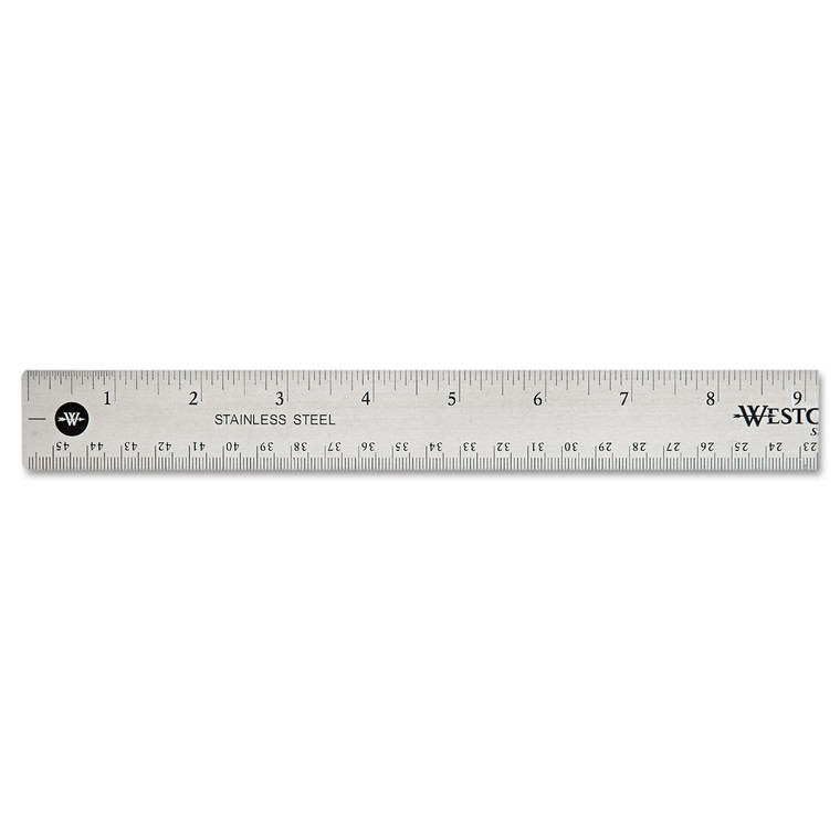 Stainless Steel Office Ruler With Non Slip Cork Base, Standard/metric, 18" Long - ACM10417