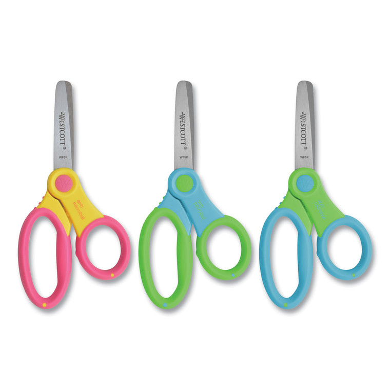 Ultra Soft Handle Scissors W/antimicrobial Protection, Rounded Tip, 5" Long, 2" Cut Length, Randomly Assorted Straight Handle - ACM14596