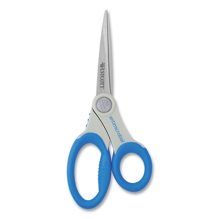 Scissors With Antimicrobial Protection, 8" Long, 3.5" Cut Length, Blue Straight Handle - ACM14643