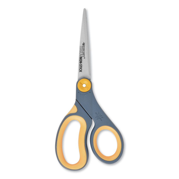 Non-Stick Titanium Bonded Scissors, 8" Long, 3.25" Cut Length, Gray/yellow Straight Handle - ACM14849