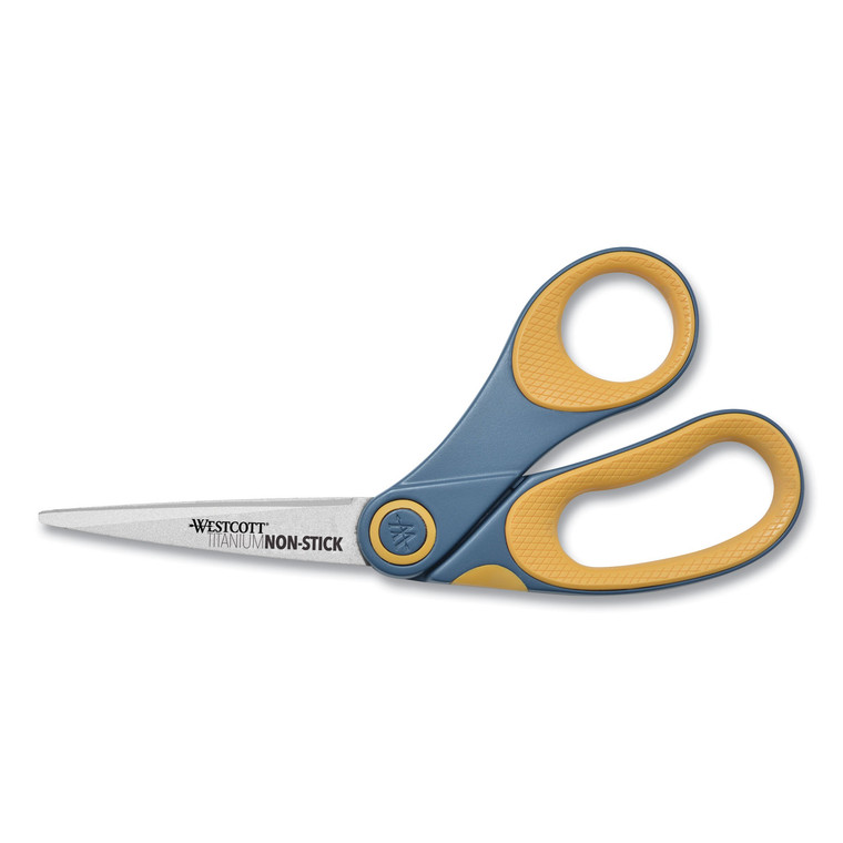 Non-Stick Titanium Bonded Scissors, 8" Long, 3.25" Cut Length, Gray/yellow Bent Handle - ACM14850